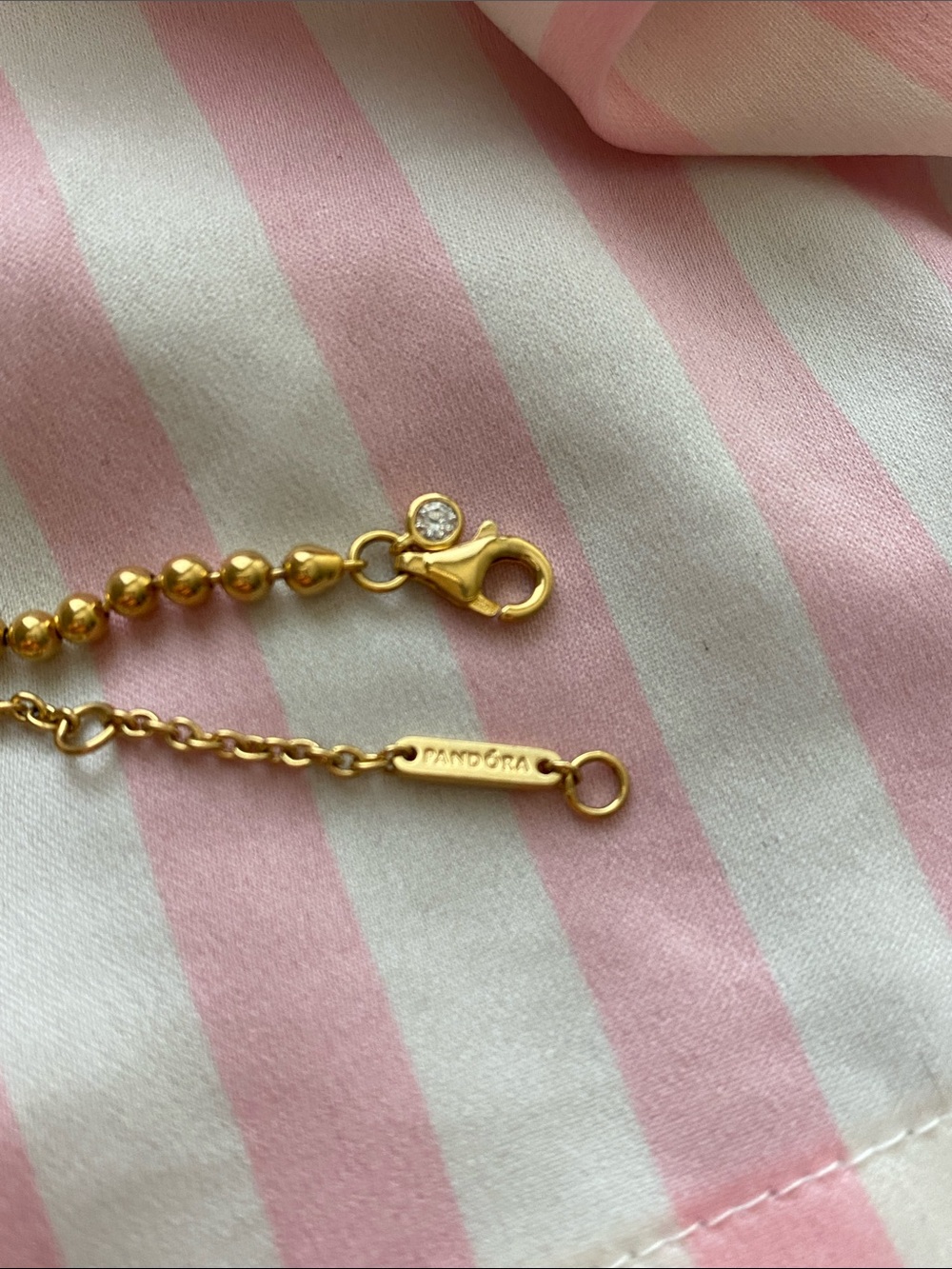 Pandora Gold Bead Necklace with White Pearl Accent - Picture 4 of 4